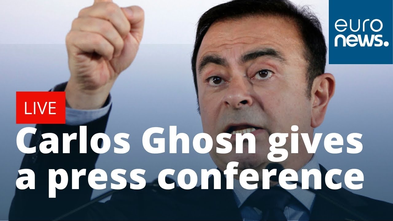 Carlos Ghosn, Nissan’s ex-boss, gives a press conference in Beirut