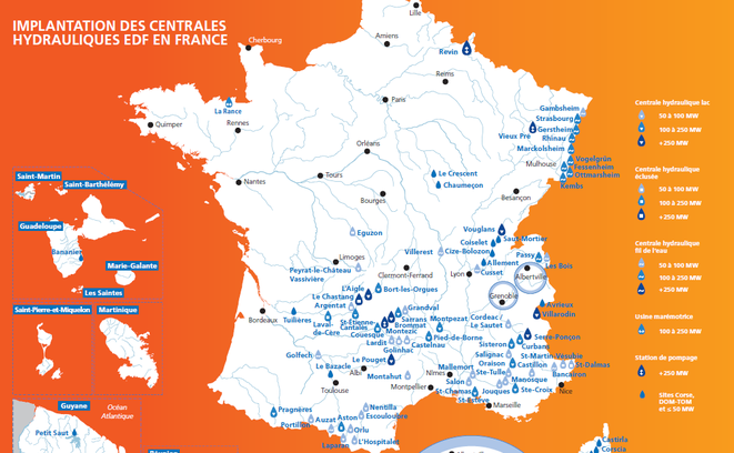 Centrales hydrauliques en France. © EDF