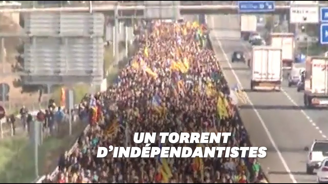 Grève générale à Barcelone : impressionantes colonnes de Catalans convergeant vers Barcelone