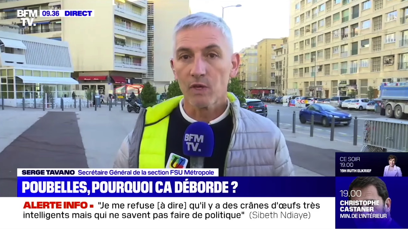Grève du traitement des ordures à Paris et Marseille: reportage et itws des syndicalistes FSU/CGT