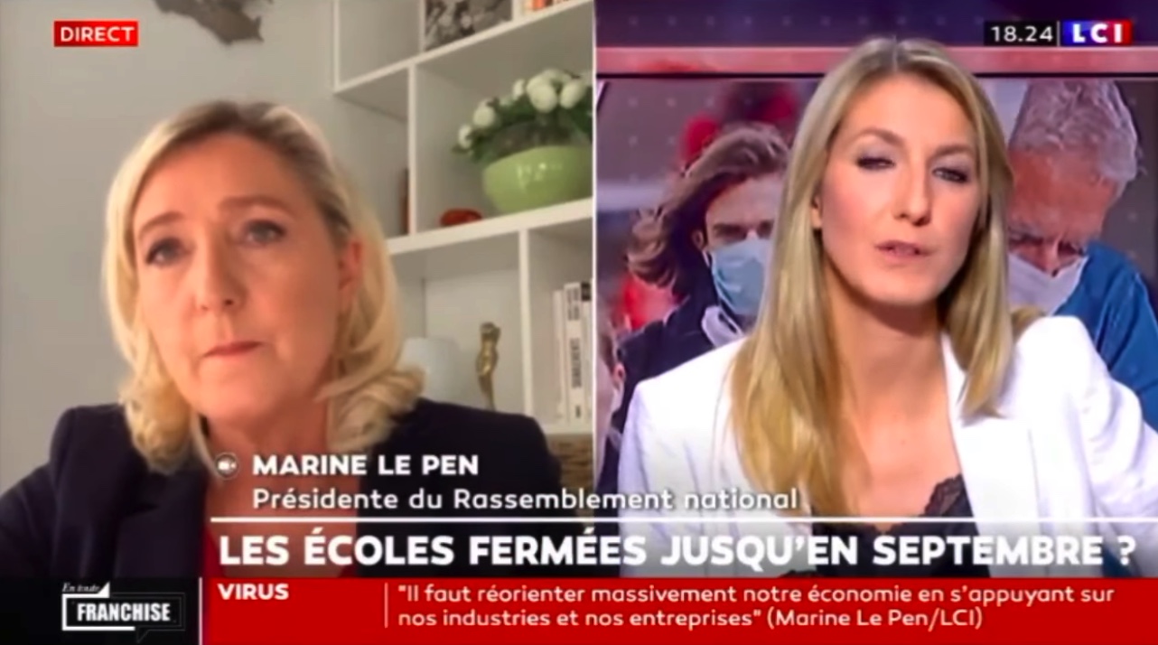 Covid-19 – Marine Le Pen ” Pour deconfiner, il faut des masques et des tests”