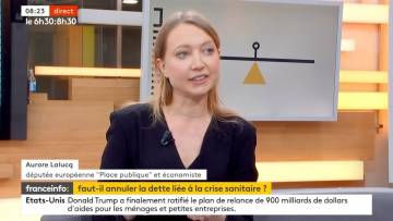Itw d’Aurore Lalucq, eurodéputée Place publique: “Il s’agit d’annuler la dette détenue par la BCE”