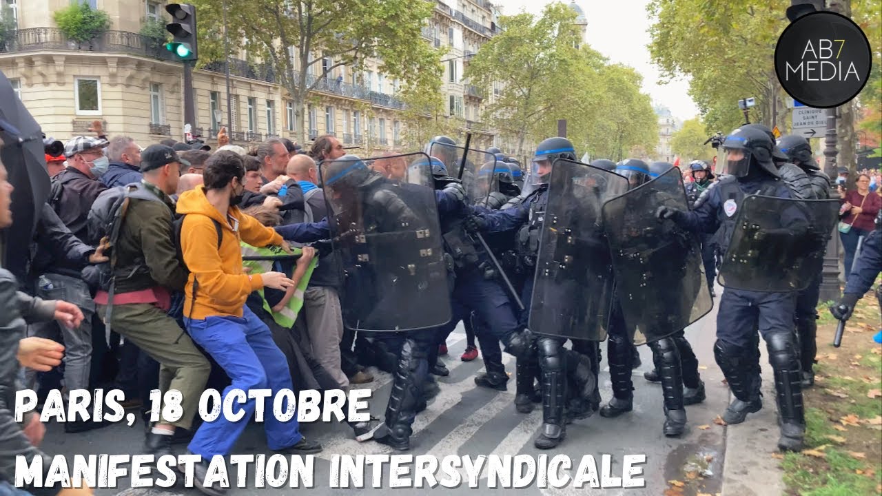 PARIS MANIFESTATION INTERSYNDICALE GRÈVE 18 OCTOBRE