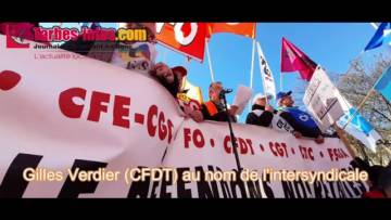 Manifestation contre la réforme des retraites : Gilles Verdier (CFDT) au nom de l’intersyndicale