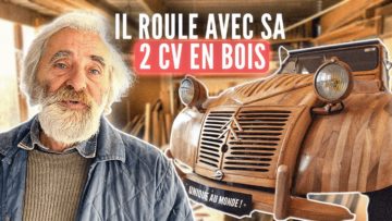 Michel a construit la seule et unique 2CV en bois motorisée